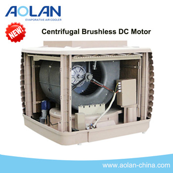 Inverter evaporative air cooler for cooling with centrifugal fan
