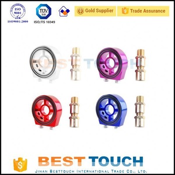 Aluminum <font color='red'>Oil</font> Filter <font color='red'>Cooler</font> <font color='red'>Sandwich</font> Block <font color='red'>Adapter</font> Gauge Sensor Plate Purple