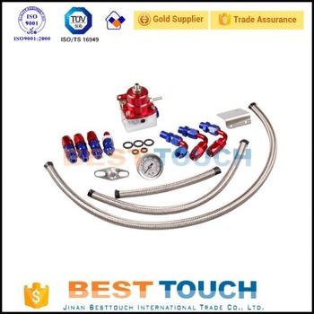 Adjustable Aluminum Fuel Pressure Regulator Kit <font color='red'>0</font> 160 Psi Oil Gauge Hose Kit for <font color='red'>Audi</font> <font color='red'>A3</font>