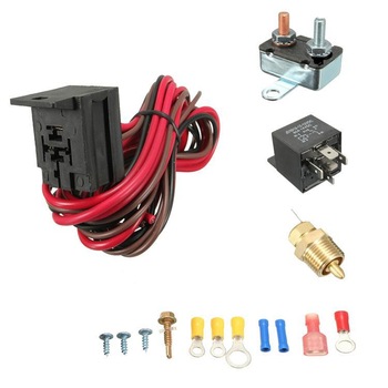 new 210 to 195 degree electric fan cooling wiring install kit complete thermostat 60 amp relay