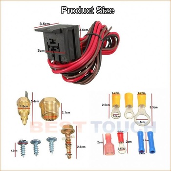 Model 5 210195 210 to 195 degree electric cooling fan thermostat kit temp sensor temperature switch 60 amp relay kit