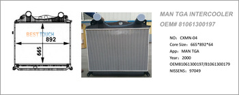 High performance MAN TGA alumiunm intercooler OEM 81061300197