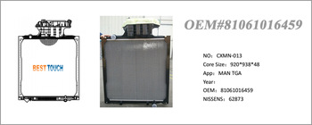 Factory direct sale heavy truck radiator for MAN TGA OEM 81061016459