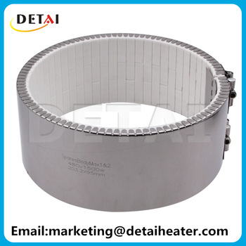 Ceramic heating element band heater for extruder