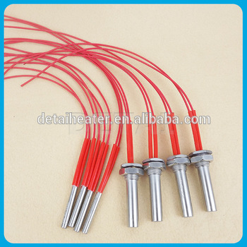 Teflon coating immersion cartridge heater with threaded fitting