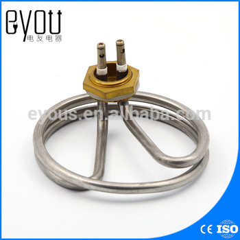 Hex Head towel heater electric heating pipe, two coiled towel cart tubular element