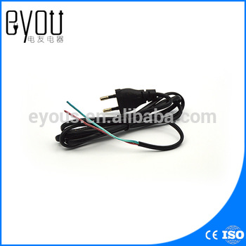 copper clad aluminum black power cord 2 cores line two round plug pin power line for electric fan