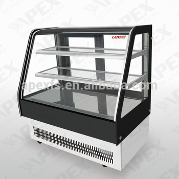 High end class cuved glass display bread showcase with heater