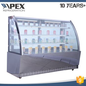 Supermarket refrigerator equipment cake display chiller case with 3 shelves