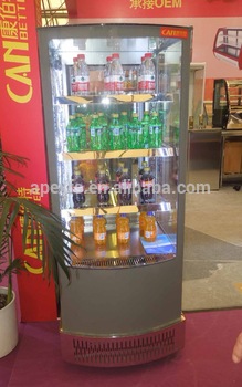 4 side glass cake beverage display cooler showcase refrigerator