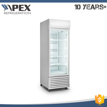 APEX energy saving LED vertical light commercial glass door refrigerator freezer with mullion heater