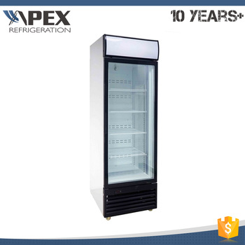 APEX energy saving LED vertical light commercial glass door refrigerator freezer with mullion heater