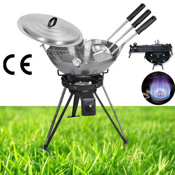 outdoor gas burner with two adjustable legs carbon steel wok kit CE certificate