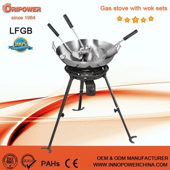outdoor gas burner with stainless steel wok kit CE certificate