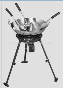 C4201B Gas Burner with 18 carbon steel wok kit