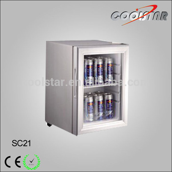Small capacity single glass door mini display beverage cooler