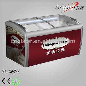 Ice cream glass door deluxe chest freezer