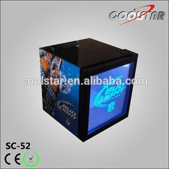 Transparent showcase glass refrigerator with LED light