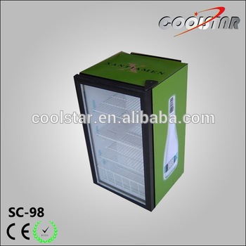 Double layer mini bar glass door fridge