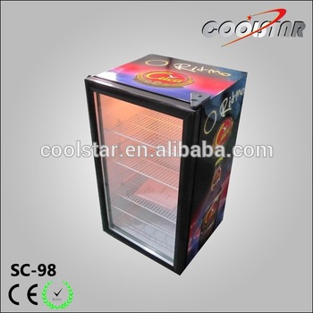 Flat bottom top open glass door bottle cooler