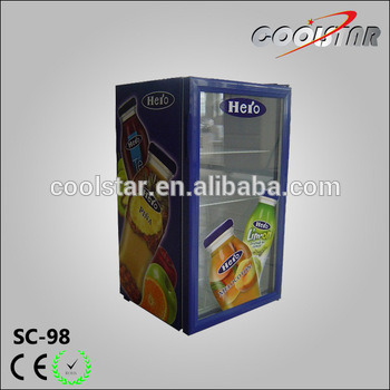 Portable soft drinks single glass refrigerating showcase