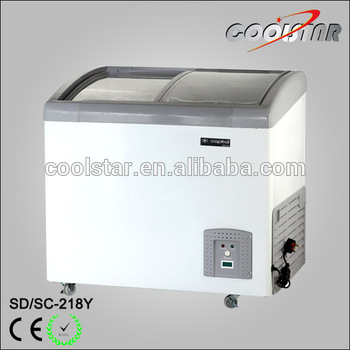 Curved glass door Ice cream deep freezer showcase