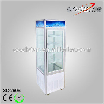 Popular four glass door upright refrigerating showcase