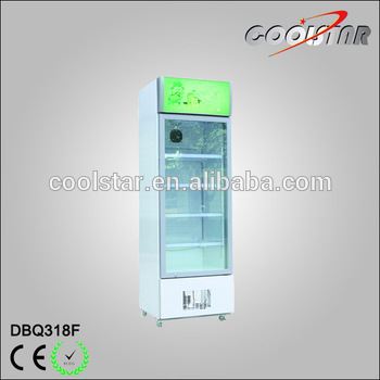 single glass door upright display refrigerating showcase with light box