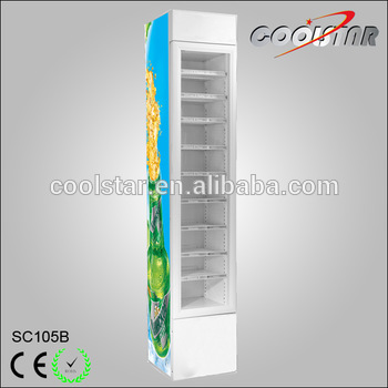 slim cooler single glass door cuntertop display refrigerator showcase