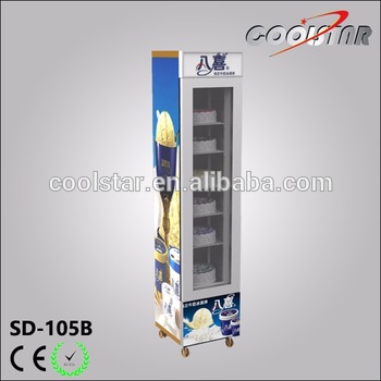 Portable single glass door upright Large storage ice cream freezing showcase