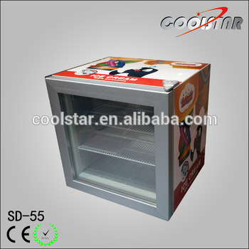 Glass open door desk top ice cream freezer showcase