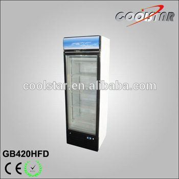 Upright display ice cream freezer showcase with single glass door