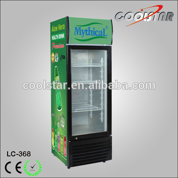 368L Supermarket upright display drinks refrigerator showcase