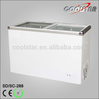 Supermarket use sliding door horizontal chest freezing showcase