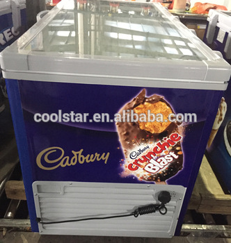 new style top open glass door ice cream display freezer