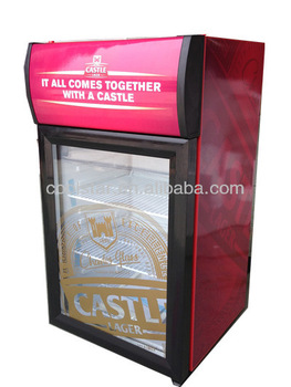 Colorful bottle stored refrigerating showcase