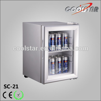 Double layer glass cooling display showcase with inner lighting