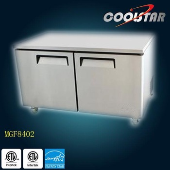 Stainless steel 340L two doors kitchen horizontal freezer