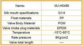 MJ H0450 Small Water Tank Plastic Float Valve water float valve flush valve