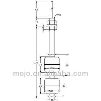 MJ 10125 2S M10 125mm Low power 10W Vertical Mount water float meter