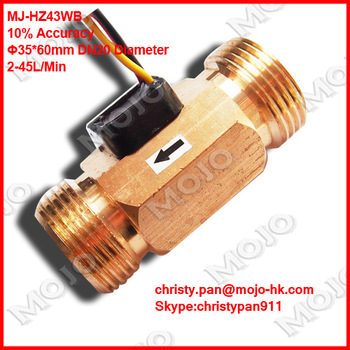 MJ-HZ43WB Hall flow sensor G3/4’ barbed type Brass material 2-45L/min 6” copper high precision 10