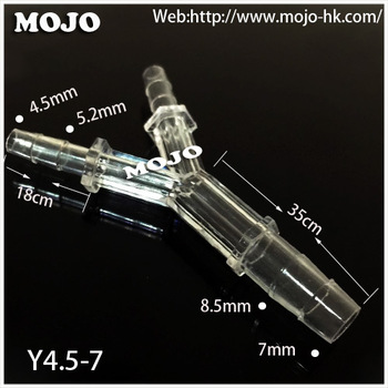 MJ-Y4.5-7 Equal diameter length Pipe hose connector GPPS hole Pipe connector three way connector parts