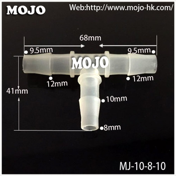MJ-T10-8-10 free shipping! pipe hoses reducing diameter length Pipe connector TEE type three way connector parts