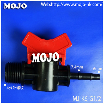 MJ K6 G1 2 Brabed Pipe 6mm to Male connector G1 2 PP Irrigation Water Valve Straight Through Plastic Micro flow meter valve
