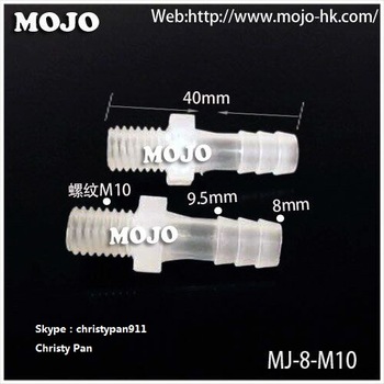 MJ-8-M10 PP straight type female Wear plate bend Plastic hose connector mounting pipe quick connector
