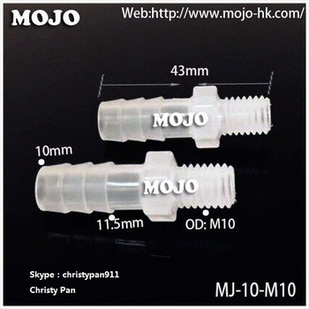 MJ-10-M10 PP straight type female rubber hose connector mounting pipe quick connector