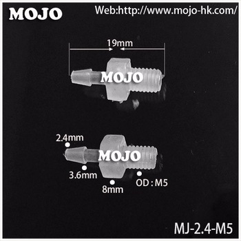MJ-2.4-M5 PP straight type Wear plate bend Plastic hose connector mounting pipe quick connector