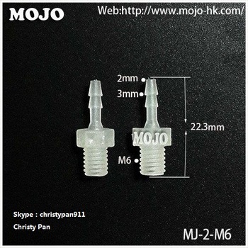 MJ-2-M6 PP straight type Wear plate bend Plastic hose connector mounting pipe quick connector