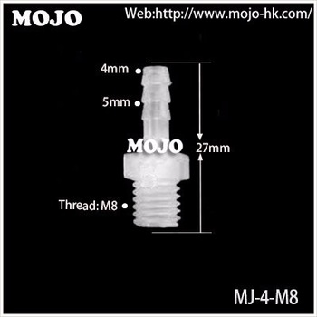 MJ-4-M8 PP straight type Wear plate bend Plastic hose connector mounting pipe quick connector