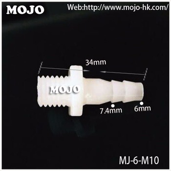 MJ-6-M10 PP straight type terminal connector Plastic hose connector mounting pipe quick connector
